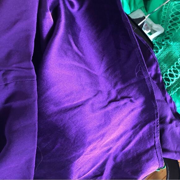 Ali Ro Purple Drape Neck Flutter Sleeve Silk Blend Mini Dress - Picture 12 of 14